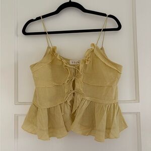 Sovaj Yellow Ruffle Tie-Front Top